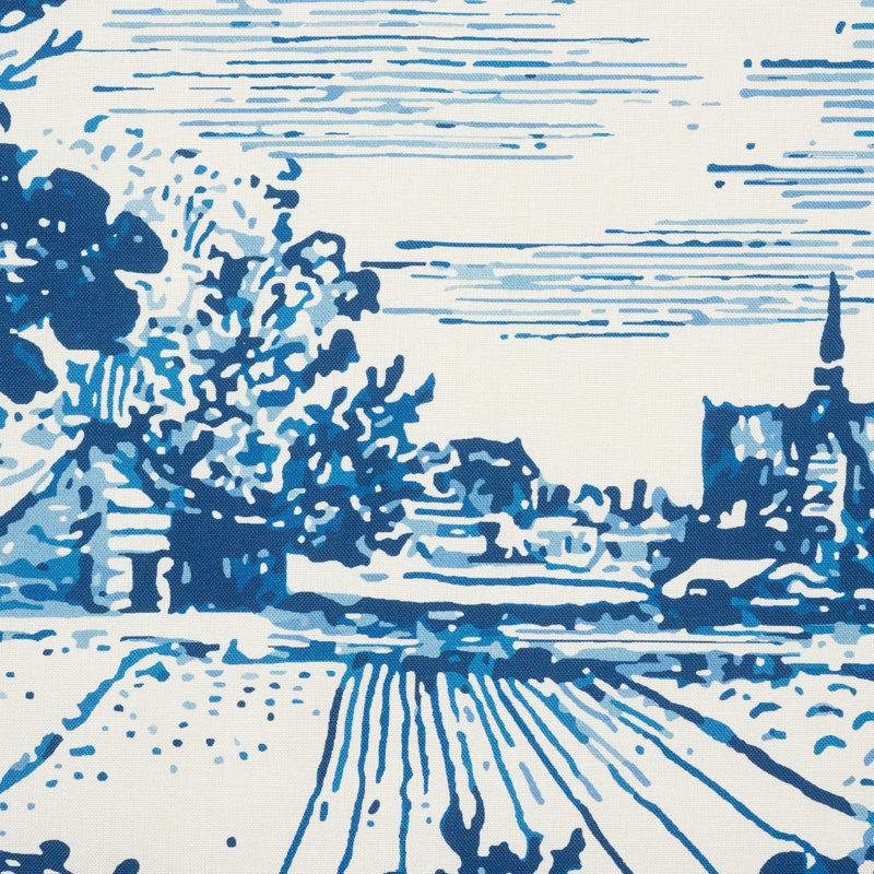 Schumacher x Johnson Hartig Modern Toile Fabric, Indigo