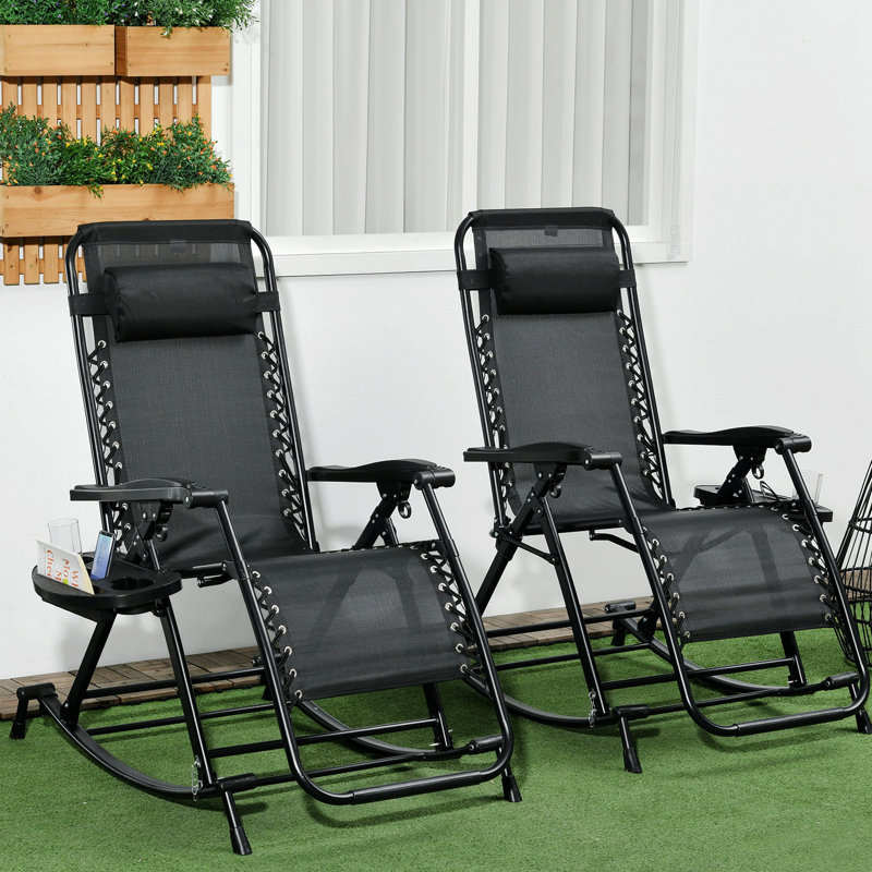 Outdoor Metal Chaise Lounge Set, Black