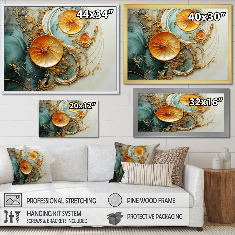 Organic Spiral - Abstract Spirals, impression d'art mural, Cadre flottant noir, H 30 po x l 40 po x P 1,5 po