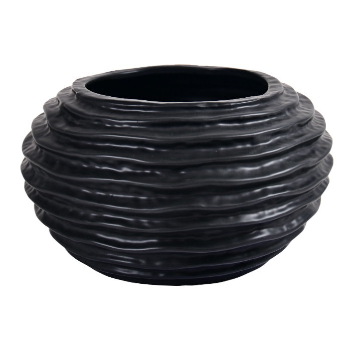 Vase de table en céramique Ghanim, Noir, Petit