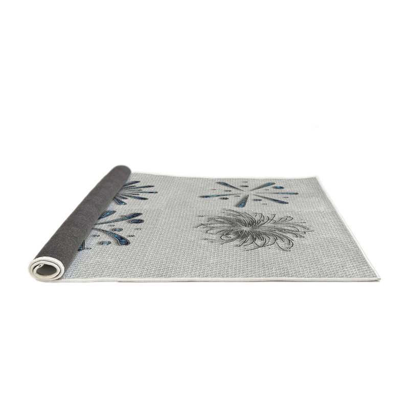 Tapis gris/zone noire à motifs, Rond 3 pi