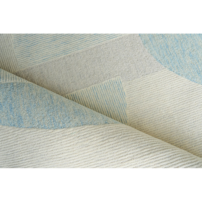 Mikura Hand Tufted New Zealand Wool Blue Area Rug, 12'X15'