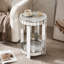 Table ronde en miroir avec incrustation de cristal, petit canapé moderne à 2 couches avec espace de rangement, table décorative argentée convenant au salon, à la chambre à coucher, au café et aux petits espaces