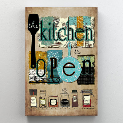 Cuisine ouverte sur toile tendue - Illustration de cuisine, décor de chambre bleu et vert foncé