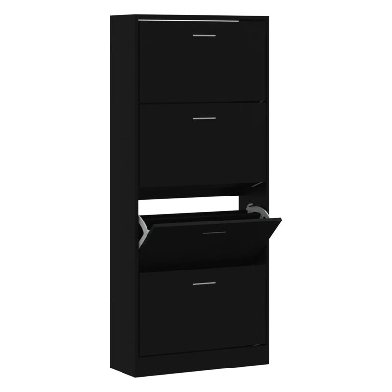 12 Pair Flip Down Shoe Storage, Black