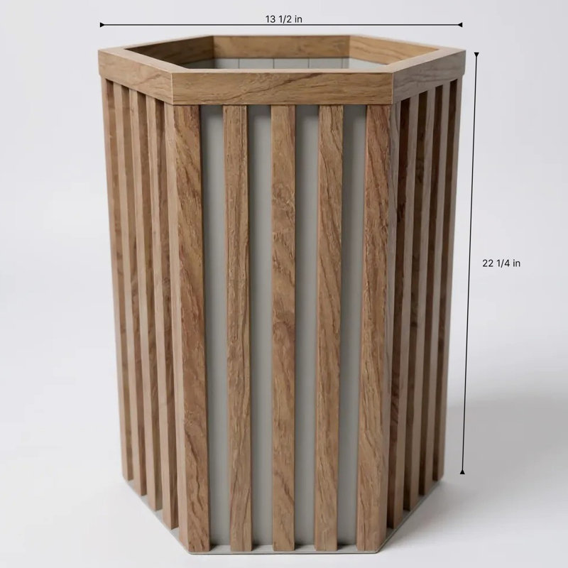 Pot à fleurs hexagonal Md en châtaignier brun moyen, fabriqué en aluminium léger, système de drainage prédécoupé, finition de ton de bois, profondeur réglable, largeur du produit 11,74 de la structure en aluminium,