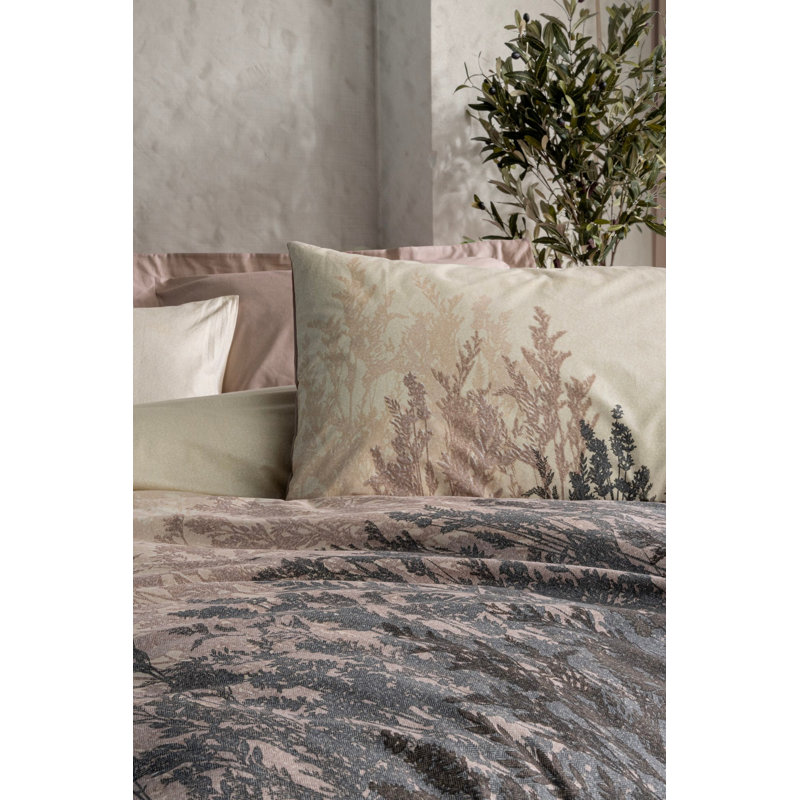 Beige Ranforce Super King Quilt Cover Set, 102.4 x 86.6 inches | 100% Cotton, 145 Thread Count, Machine Washable | Includes 2 Pillowcases (19.7 x 31.5 inches) | Stylish Pigment Printing, Easy Button Closure