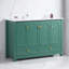 Ensemble de meuble-lavabo vert 48 po avec lavabo en céramique, armoire de rangement abondante, 4 portes à fermeture en douceur et 2 tiroirs