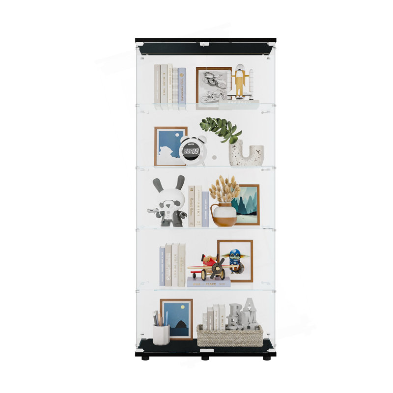 Vitrine à deux portes avec 5 tablettes, Noir