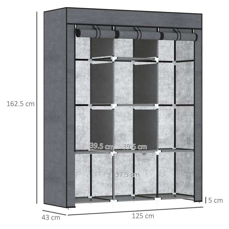 Chittening 125cm Closet System (Can Be Cut To Fit), Dark Grey