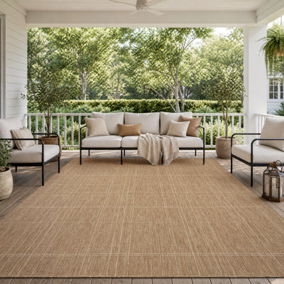 UV-Resistant Geometric Beige/Brown Indoor Outdoor Area Rug