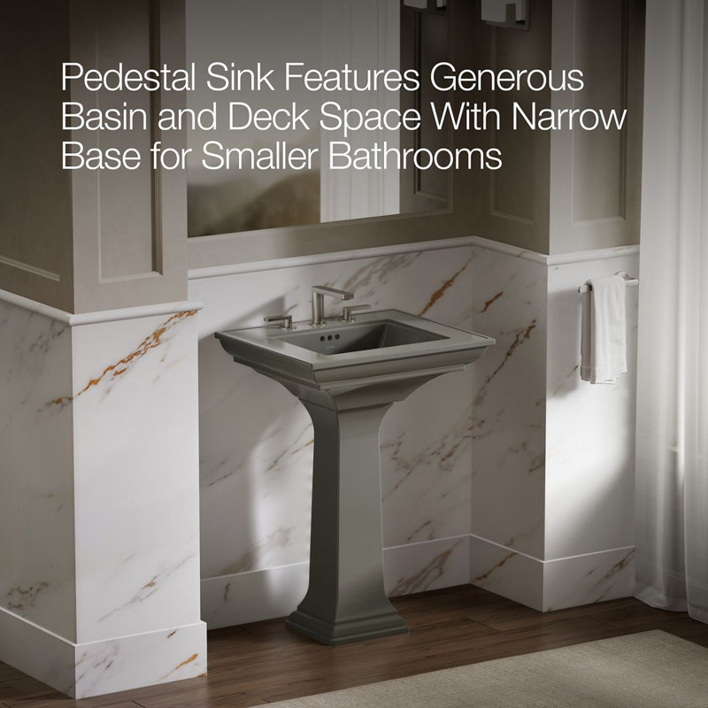Memoirs® Stately 24" Pedestal Bathroom Sink with 4" Centerset Faucet Holes, Thunder Gray, 8" Centers