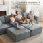 Canapé modulaire 116 po, canapé modulaire désossé avec siège large et profond 116 po, canapé 4 places en forme de U avec 2 repose-pieds pour le salon, pas d'assemblage requis, gris foncé