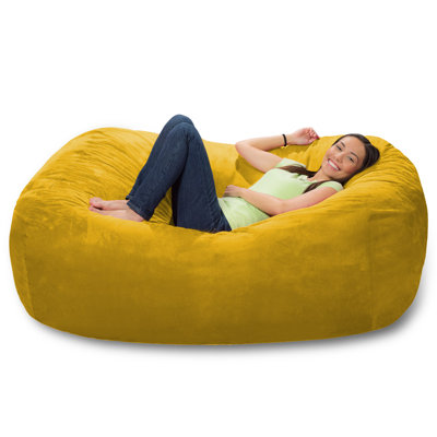 Fauteuil à billes - Grand fauteuil à billes en mousse viscoélastique déchiquetée de 6 pieds - Housse en microfibre amovible et lavable à la machine - Canapé confortable pour 2 personnes de marque bretonne pour la lecture, la détente et les jeux, e