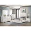 Lit simple avec revêtement blanc, aspect bas et support de matelas robuste sans plateforme-130164647