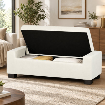 Rectangular Storage Ottoman Bench With Hinged Lid