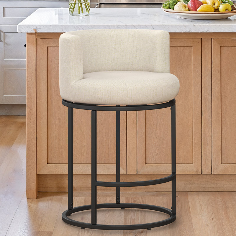 Tabouret de comptoir pivotant en similicuir 34,6 po H avec structure en métal, Lin lin