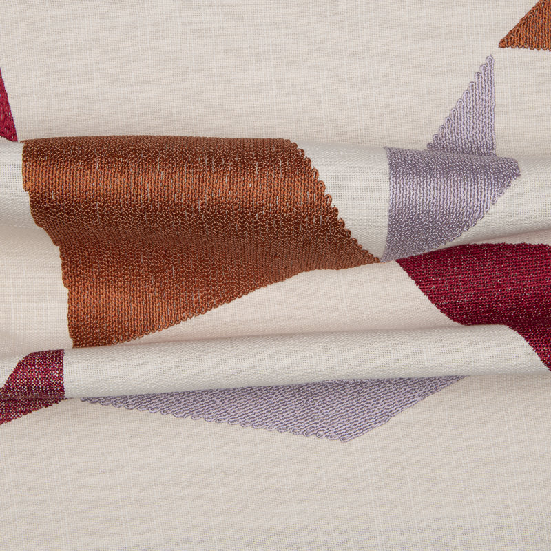 Ivory and Orange Embroidered Cotton Blend Square Throw Pillow