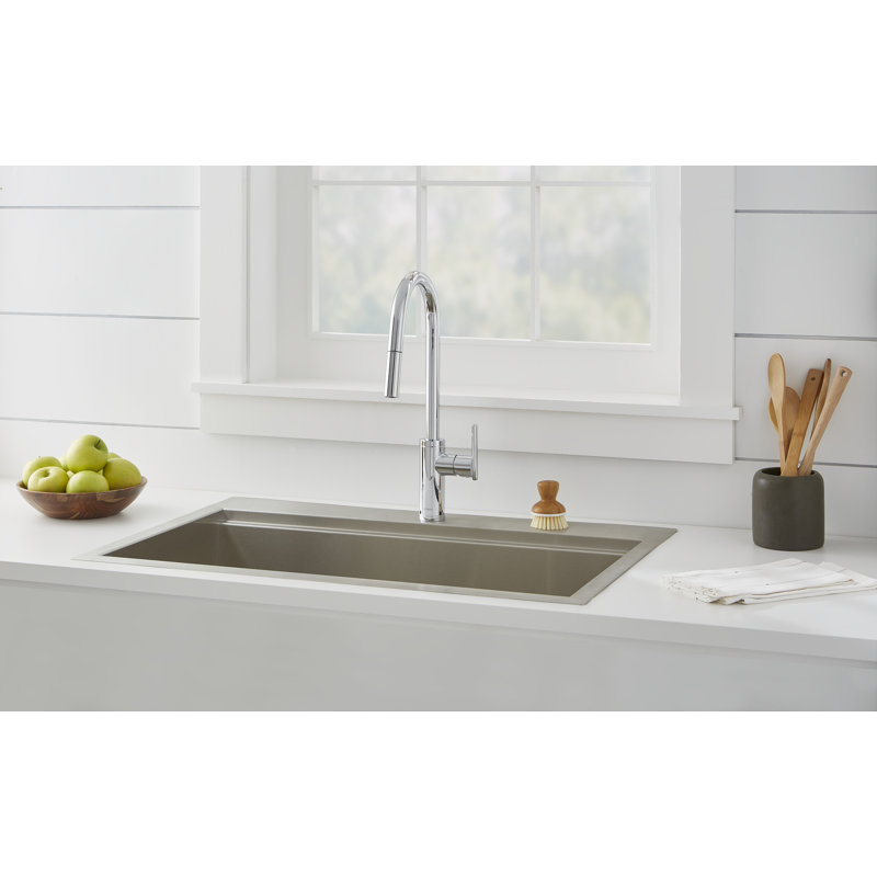 Parma Cafe Single Handle Pull Down Sprayer Kitchen Faucet, Chrome