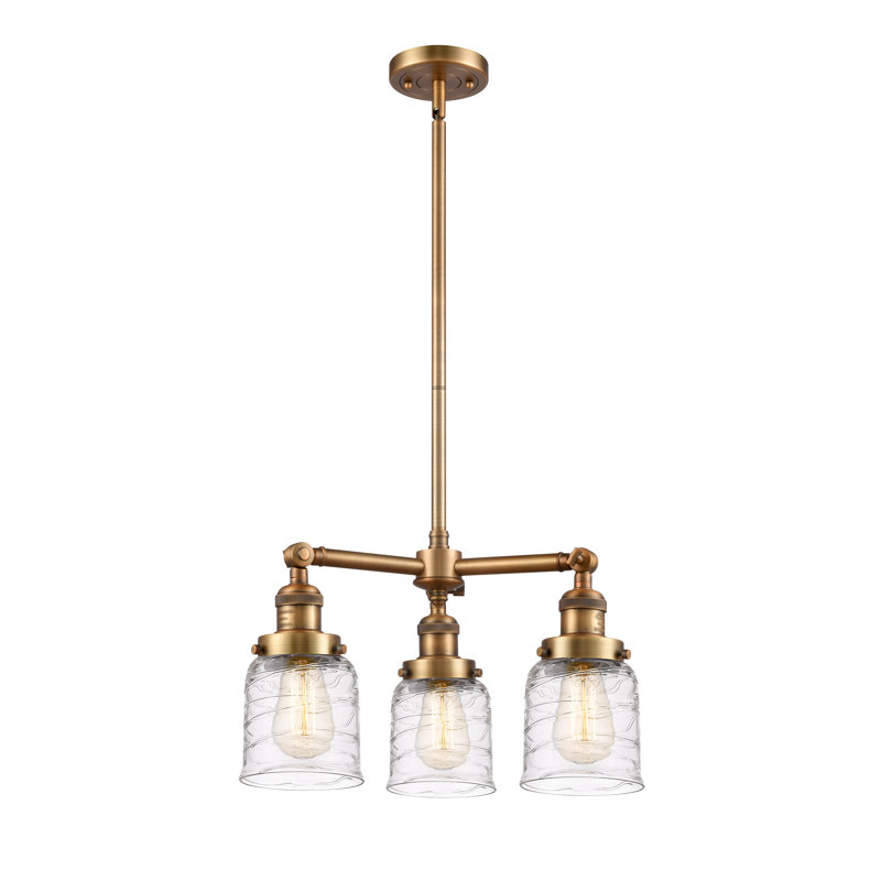 Lustre sphérique 3 lumières à abat-jour Greabe, Cuivre antique, DEL