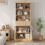 Armoire de rangement de 70 po de hauteur avec tiroir, 2 portes vitrées et 3 tablettes, armoires en bois pour la cuisine, le salon, la salle à manger et le vestibule-801749370