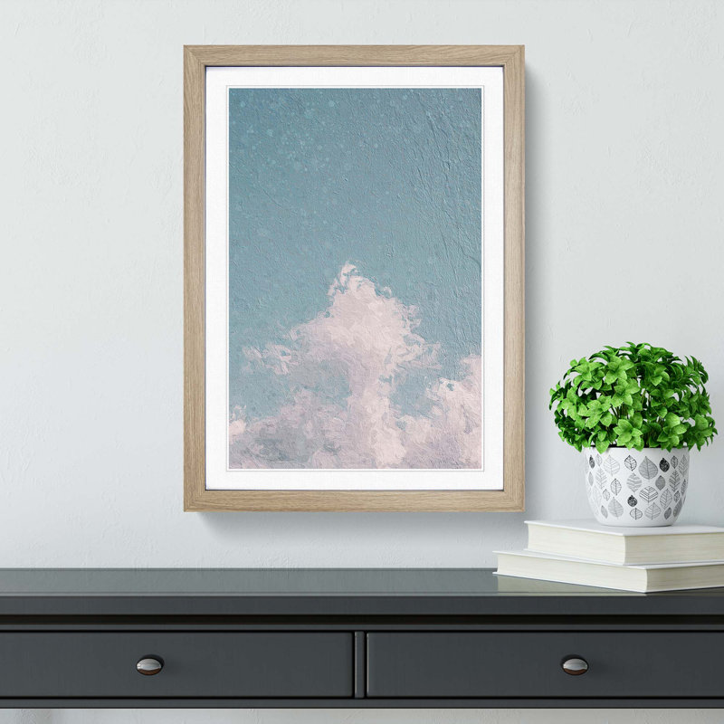 White Clouds Reaching Upwards - Framed Print, 65cm H x 48cm W x 2cm D, Oak Framed