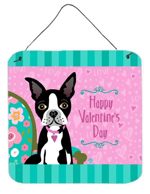« joyeuse st valentin », impression sur plaque, H 6 po x l 6 po, Boston-terrier