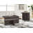 Ensemble de table basse et de table d'appoint 2 pièces Zeny, base géométrique, brun foncé