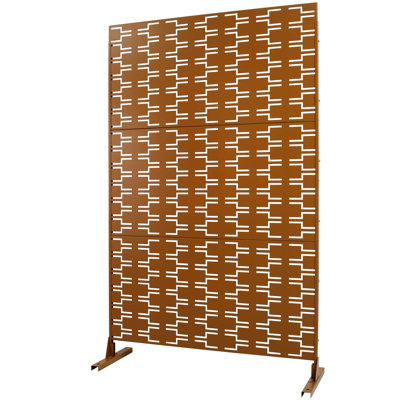 Écran d'intimité extérieur et intérieur en métal H 76 po x l 48 po, écran d'intimité décoratif autoportant pour terrasse de balcon de terrasse, panneaux de clôture d'intimité pour jardin extérieur PS112 BRUN