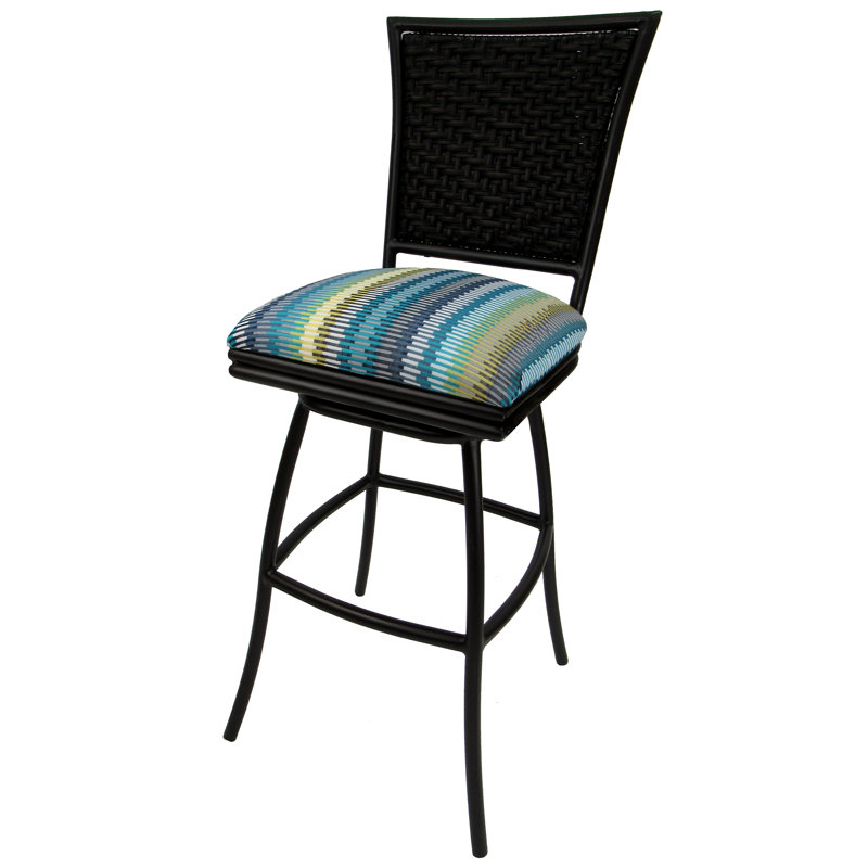 Tabouret 30 "avec coussin Antanea, Bande ensoleillée turquoise