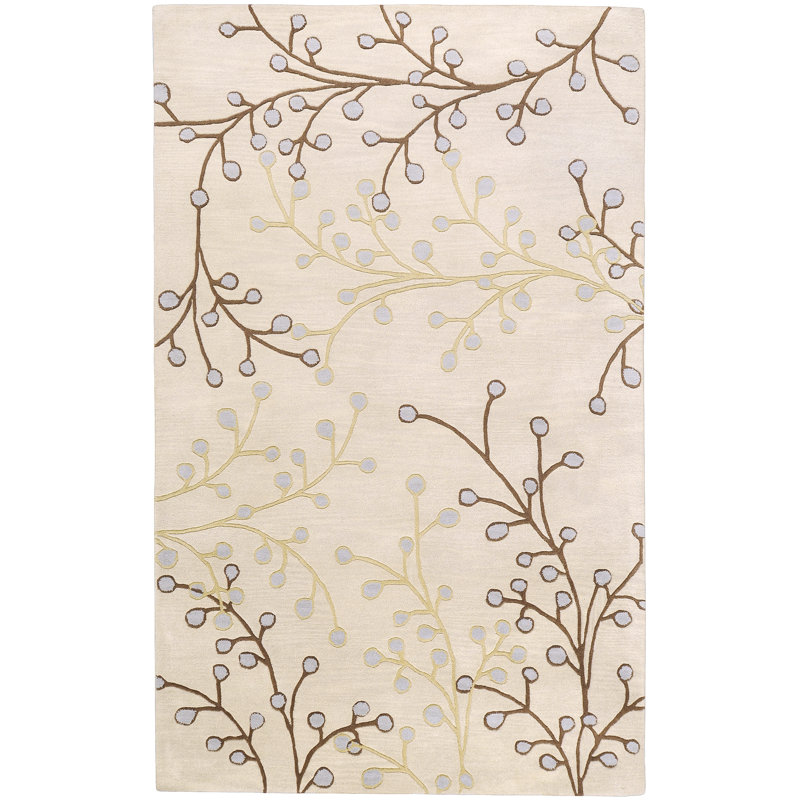 Elsberry Floral Handmade Tufted Wool Area Rug, Rectangle 4' x 6'