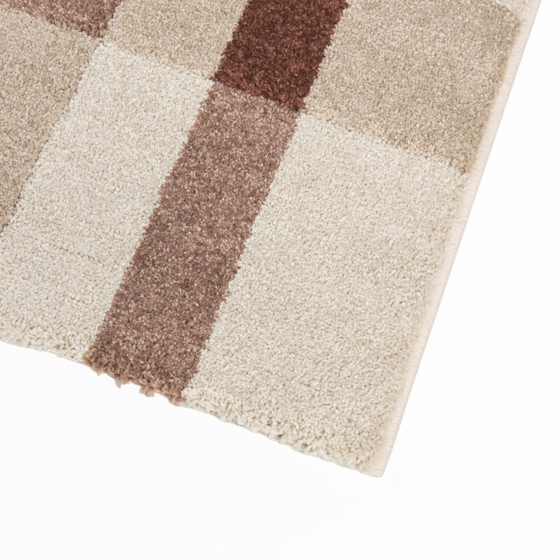 Tapis Crowell beige à carreaux quadrillés, 5 pi 3 po x 7 pi