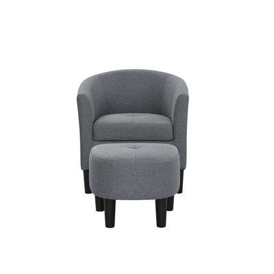 Une chaise de 25,5 po de largeur et des pieds, des coussins et des coussins gris, noirs et amusants pour la maison