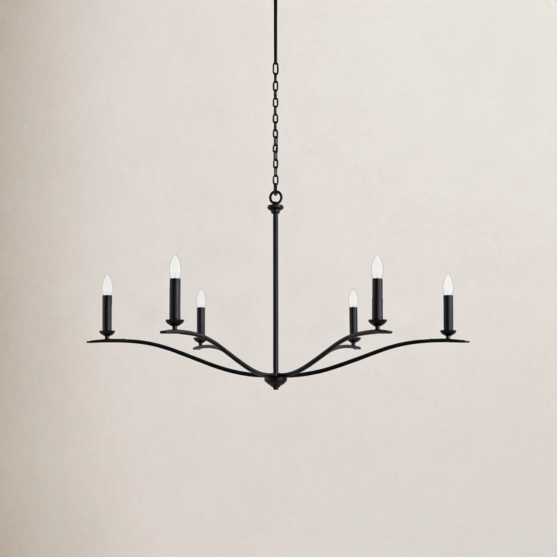 Ensley 6 - Light Steel Dimmable Chandelier, Black Iron