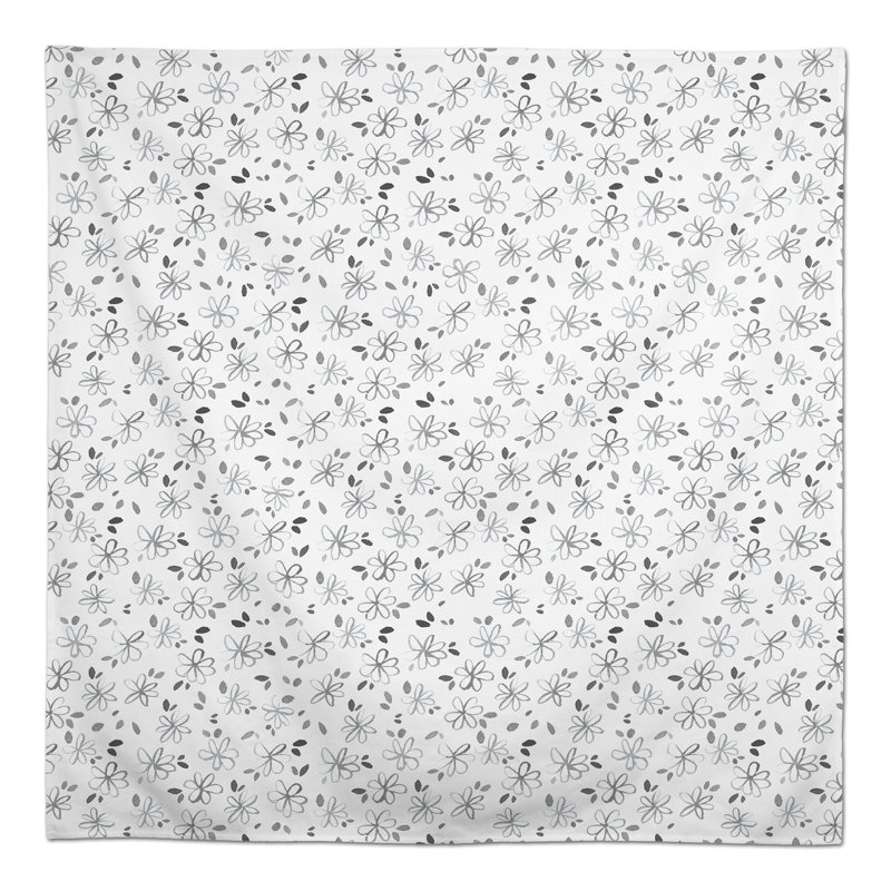Floral Polyester Tablecloth, Gray, 58" L x 58" W