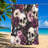 1Pcs Skull Flower Beach Towel, Gothic Floral Design, Large Microfiber Quick Dry for, Pool, Travel, Camping, Unisex