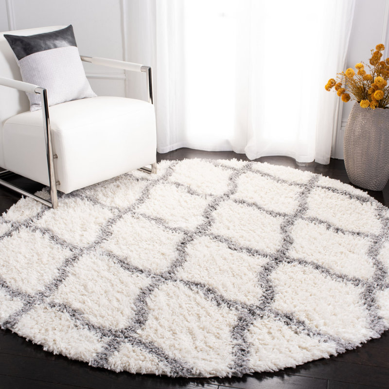 Tapis à poils longs Imraan, Rond 6 pi 7 po