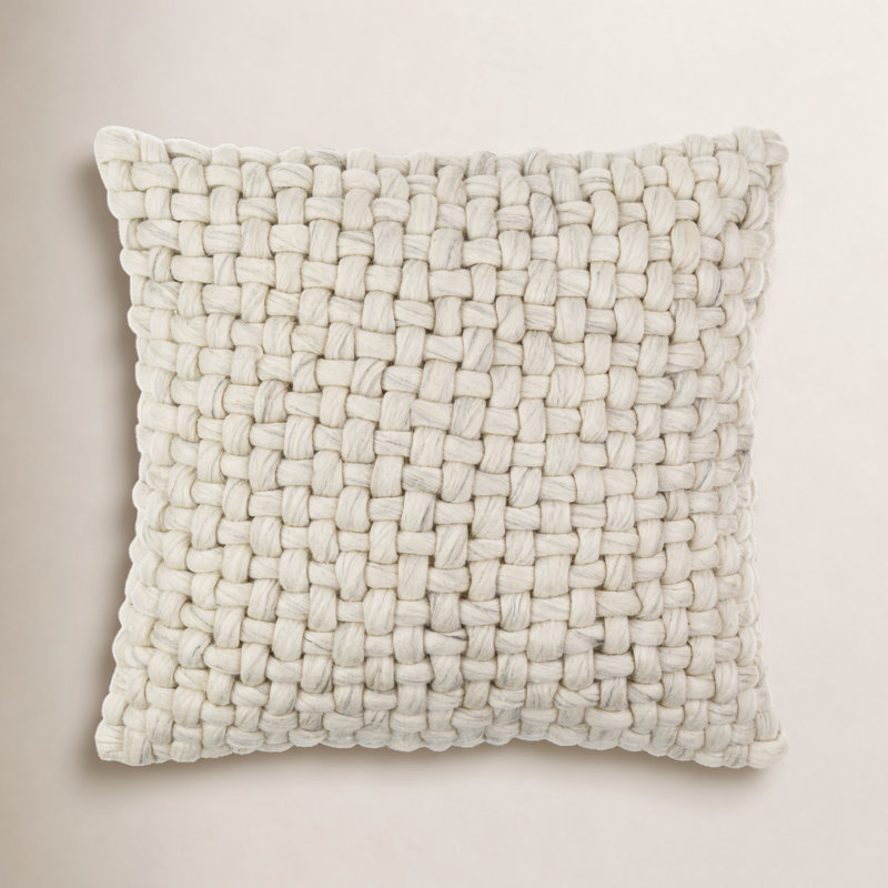 Belel Wool, Cotton Throw Pillow, 18" x 18", Polyester/Polyfill, Taupe
