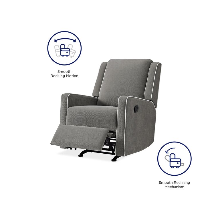 Robyn Rocker Recliner Chair: Upholstered with White Trim Detail