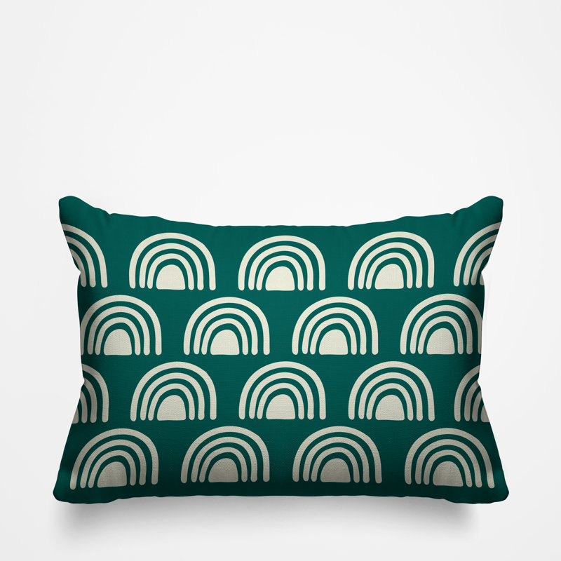 Abstract Outdoor Reversible Throw Pillow, Emerald