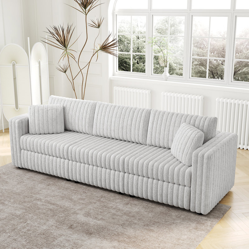 Gris modulaire pour un usage domestique - siège pour 3 personnes. Revêtement doux et structure en métal à look élégant 106,3 po avec option de rangement peu encombrante et confortable
