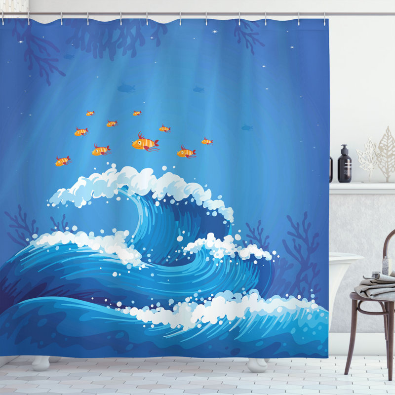 Shower Curtain with Hooks Included, 69" H x 105" W