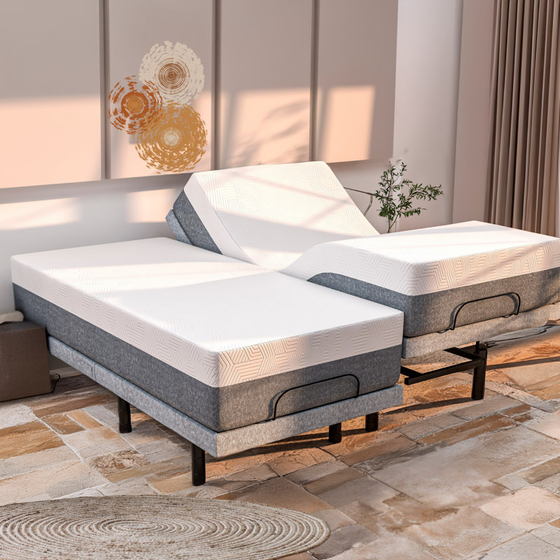 Maclaine Adjustable Bed with Massage, USB, Bluetooth, Wireless Remote, 12 Inches Mattress Included, Split King