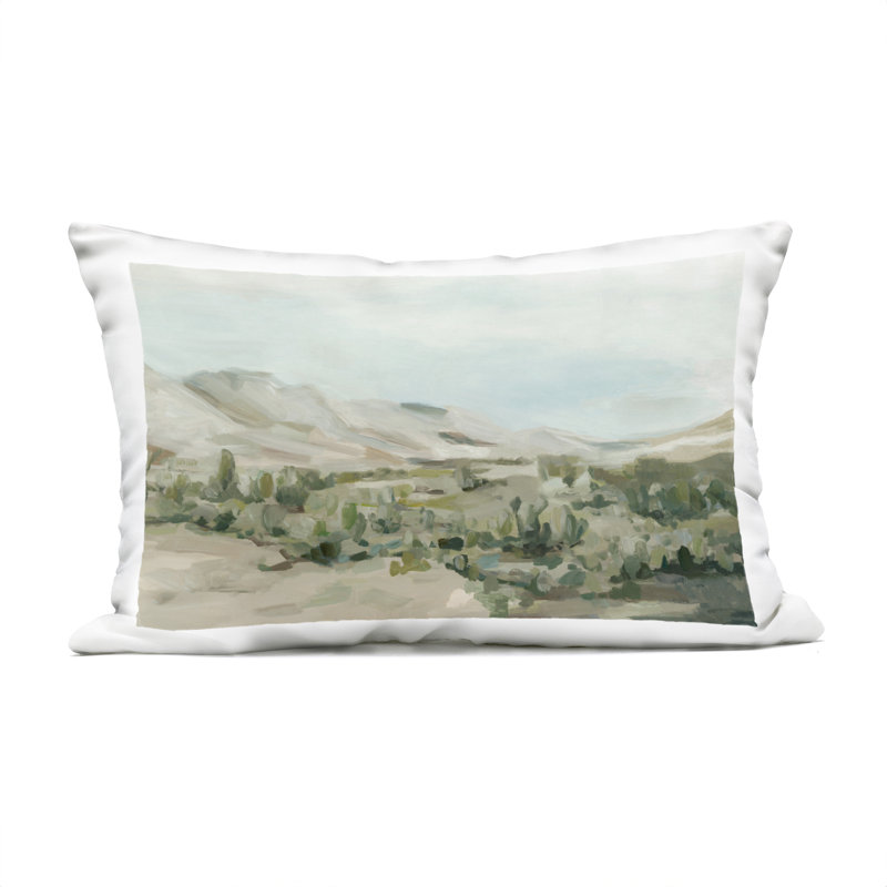 Coussin décoratif d'extérieur Desert Majesty par Hannah Dawson, Désert vert