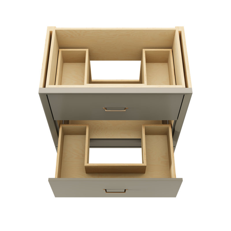 Meuble-lavabo simple à deux tiroirs Alexandra, Olive française, Or satiné, 36"