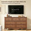 Commode vintage 7 tiroirs de 137 cm de large, élégante commode de rangement en bois au design classique, grand meuble de rangement pour chambre à coucher avec tiroirs à glissières douces-1326057369