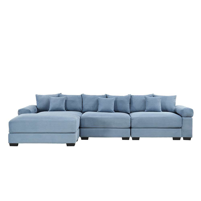 Sofas with Movable Ottoman, Blue