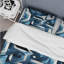 Ensemble de housse de couette à motif géométrique blanc et bleu-994483473