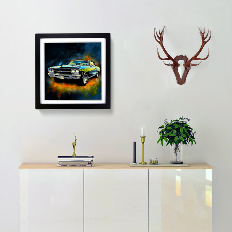 Single Picture Frame Print on Wood, Black