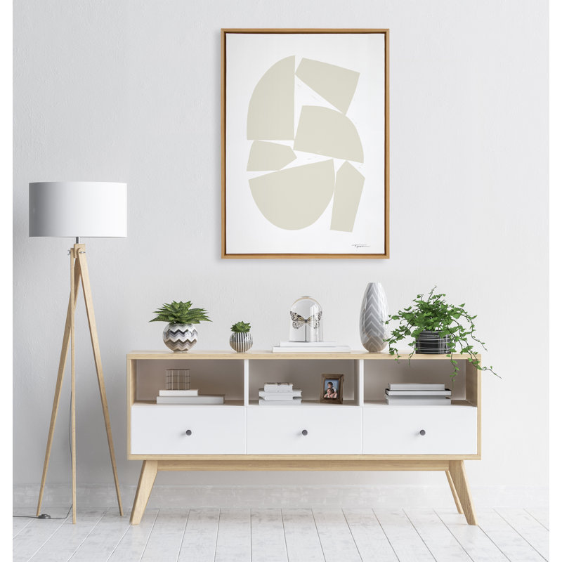 «Construct I Neutral» par déclaration sur toile encadrée, H 38 po x l 28 po, Encadré naturel